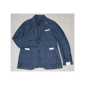 L.B.M. 1911 Mens Turquoise Single Breasted Windowpane Plaid Blazer 52R